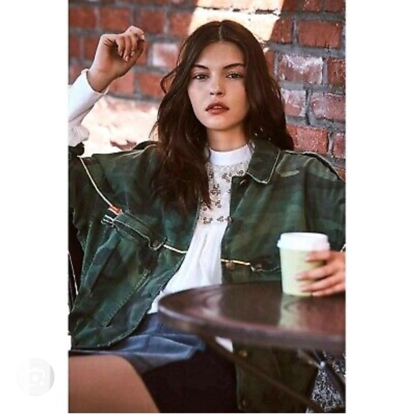 Free People Slouchy Military Camo Jacket | Size XS - Picture 2 of 12